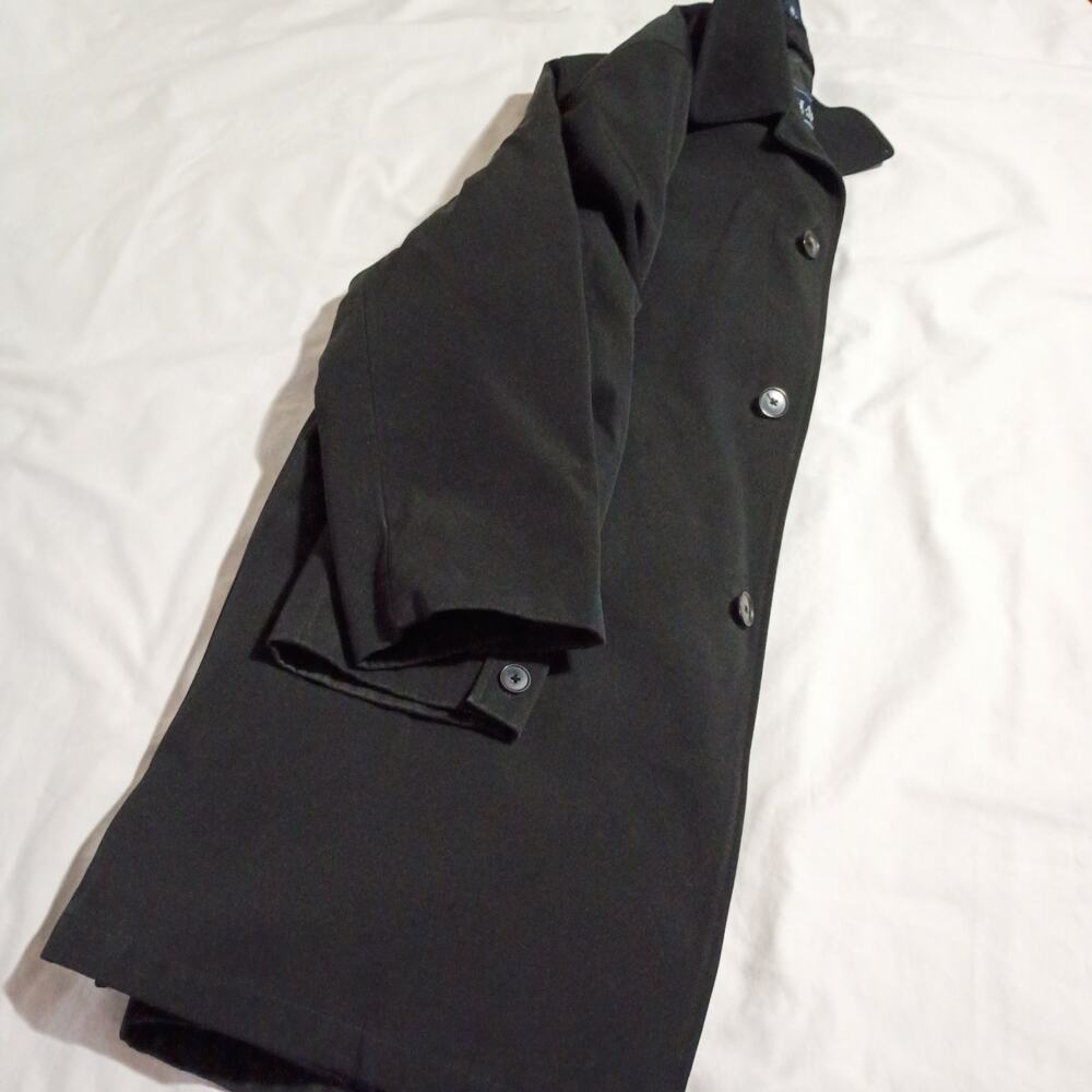 Chaps 40R Men's Winter Wool-Lined Water Resistant Classic Trench Coat Black